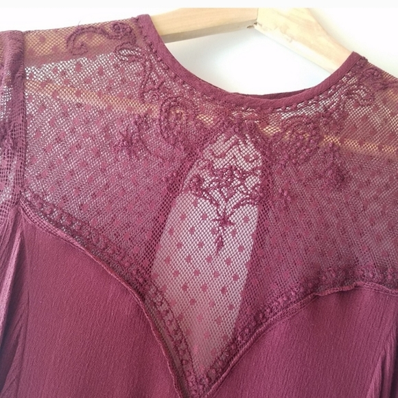 Anthropologie KIMCHE BLUE Trapeze swing out Burgundy dress size SMALL - Picture 7 of 10